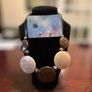 Ella & Elly Cream & Brown Statement Necklace & Earring‎ Set NEW!!!!